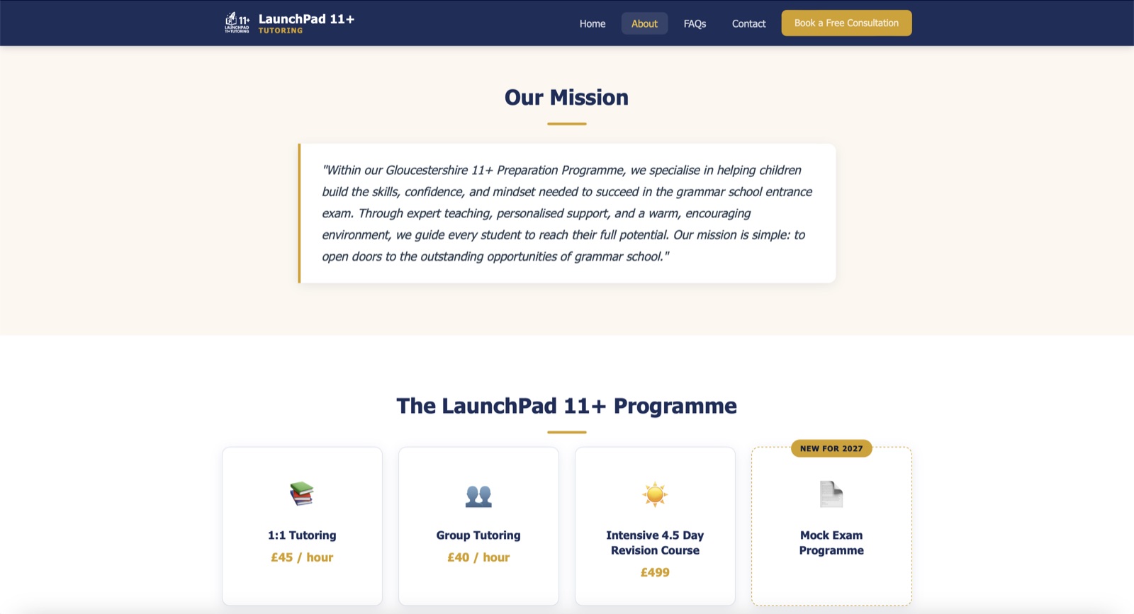 LaunchPad 11+ — Gloucestershire 11+ entrance exam tutor website