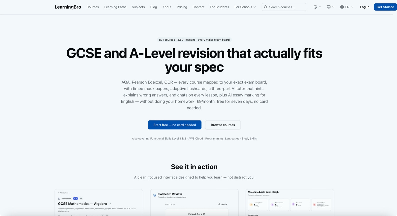 LearningBro — UK online learning platform website