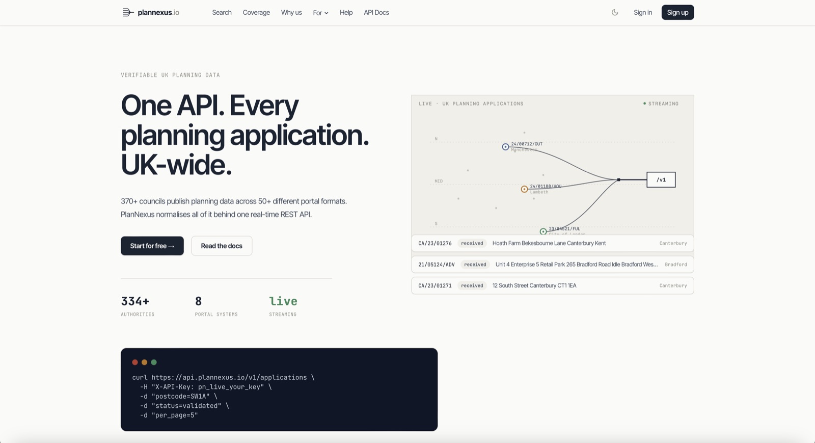 PlanNexus — UK property planning data platform website